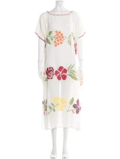 Pre-owned Carolina K Floral Print Long Dress In Neutrals