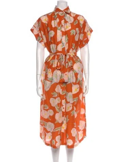 Pre-owned Carolina K Floral Print Long Dress In Orange