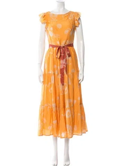 Pre-owned Carolina K Floral Print Long Dress In Orange