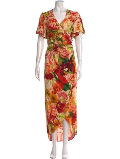 Pre-owned Carolina K Floral Print Long Dress In Orange