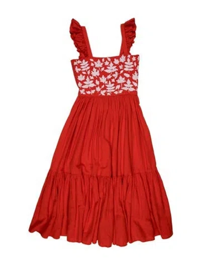 Pre-owned Carolina K Floral Print Long Dress In Orange
