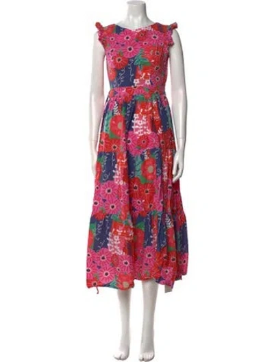 Pre-owned Carolina K Floral Print Long Dress In Pink