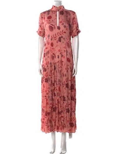 Pre-owned Carolina K Floral Print Long Dress In Pink