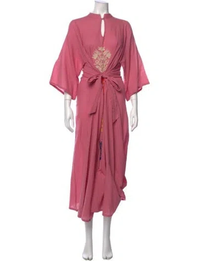 Pre-owned Carolina K Floral Print Long Dress In Pink