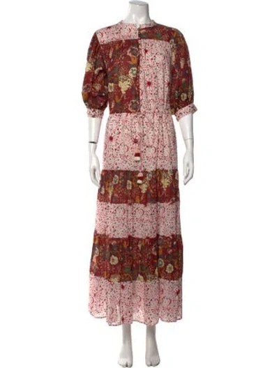 Pre-owned Carolina K Floral Print Long Dress In Pink