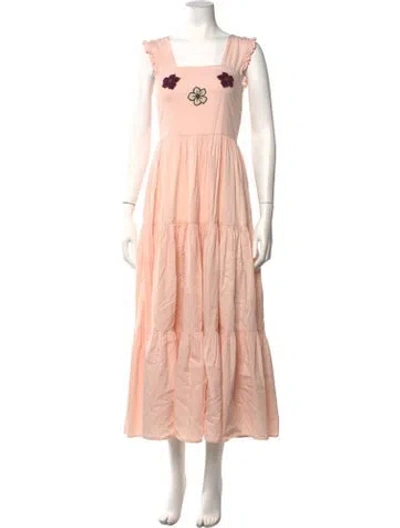 Pre-owned Carolina K Floral Print Long Dress In Pink