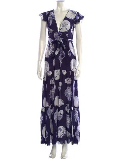 Pre-owned Carolina K Floral Print Long Dress In Purple