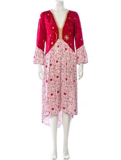 Pre-owned Carolina K Floral Print Long Dress In Red