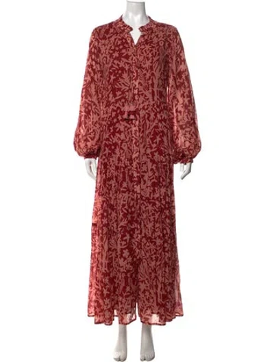 Pre-owned Carolina K Floral Print Long Dress In Red