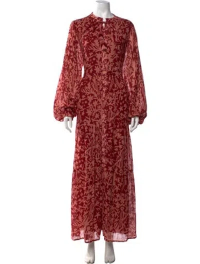 Pre-owned Carolina K Floral Print Long Dress In Red