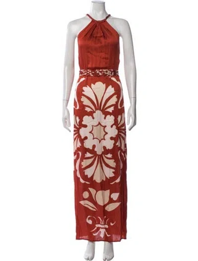 Pre-owned Carolina K Floral Print Long Dress In Red