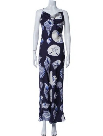 Pre-owned Carolina K Floral Print Long Dress W/ Tags In Blue