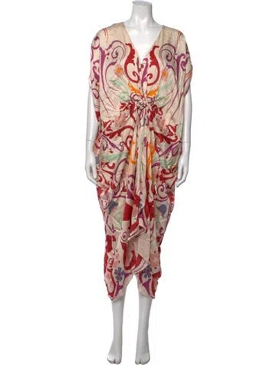 Pre-owned Carolina K Floral Print Long Dress W/ Tags In Multicolor