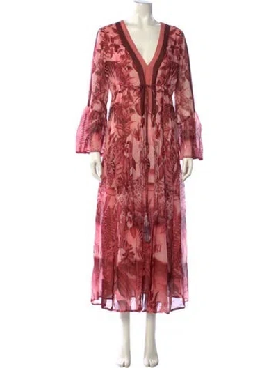 Pre-owned Carolina K Floral Print Long Dress W/ Tags In Pink