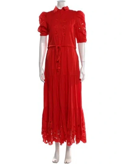 Pre-owned Carolina K Floral Print Long Dress W/ Tags In Red
