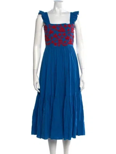 Pre-owned Carolina K Floral Print Midi Length Dress In Blue