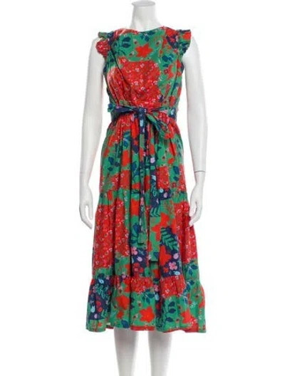 Pre-owned Carolina K Floral Print Midi Length Dress In Multi