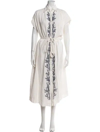 Pre-owned Carolina K Floral Print Midi Length Dress In Neutrals