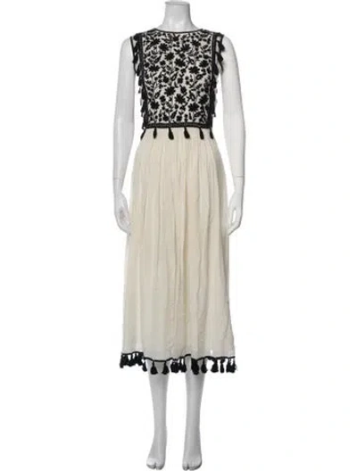 Pre-owned Carolina K Floral Print Midi Length Dress In Neutrals