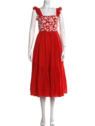 Pre-owned Carolina K Floral Print Midi Length Dress In Orange