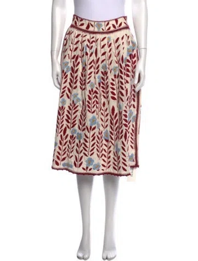 Pre-owned Carolina K Floral Print Midi Length Skirt In Neutrals