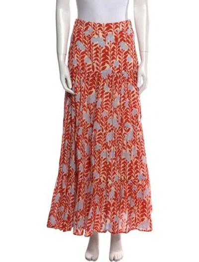 Pre-owned Carolina K Floral Print Midi Length Skirt In Orange