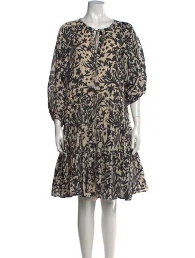 Pre-owned Carolina K Floral Print Mini Dress In Neutrals