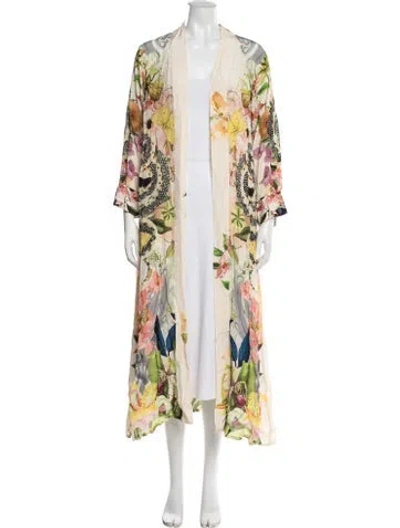 Pre-owned Carolina K Floral Print Robe In Neutrals