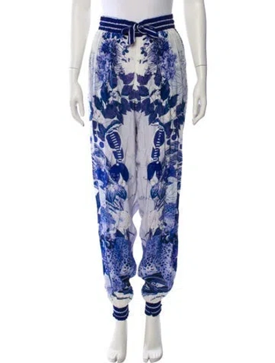 Pre-owned Carolina K Floral Print Straight Leg Pants In Blue