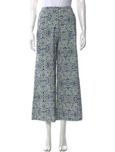 Pre-owned Carolina K Floral Print Wide Leg Pants In Blue