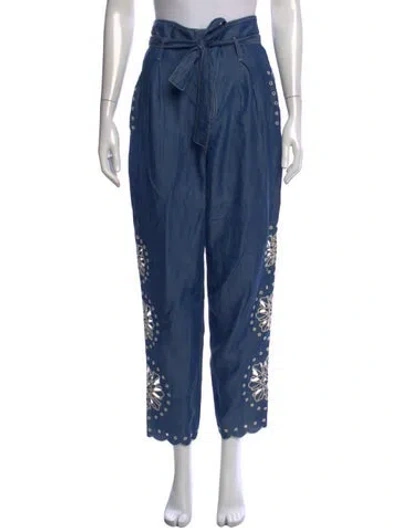 Pre-owned Carolina K Floral Print Wide Leg Pants In Blue