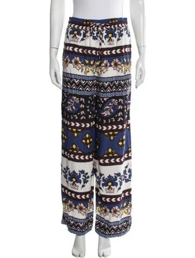 Pre-owned Carolina K Floral Print Wide Leg Pants In Blue