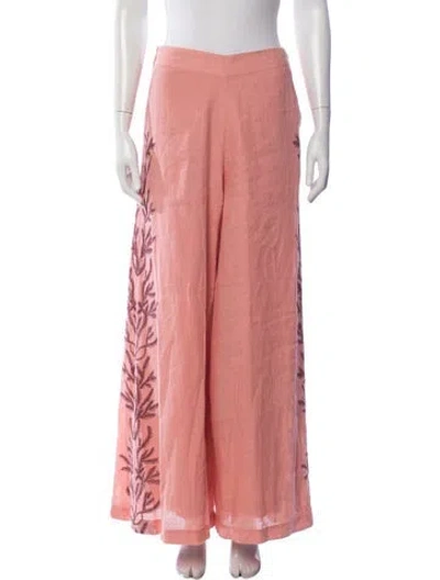 Pre-owned Carolina K Floral Print Wide Leg Pants In Pink