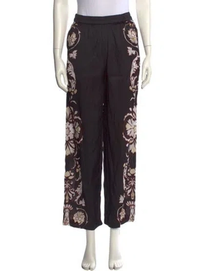 Pre-owned Carolina K Floral Print Wide Leg Pants W/ Tags In Black