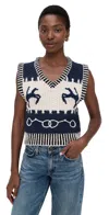 Carolina K Fox Vest Navy In Blue
