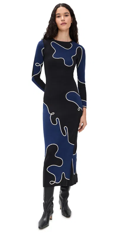 Carolina K Grace Dress Navy In Blue