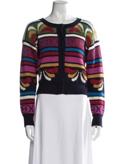 Pre-owned Carolina K Graphic Print Crew Neck Sweater In Blue