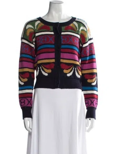 Pre-owned Carolina K Graphic Print Crew Neck Sweater In Blue