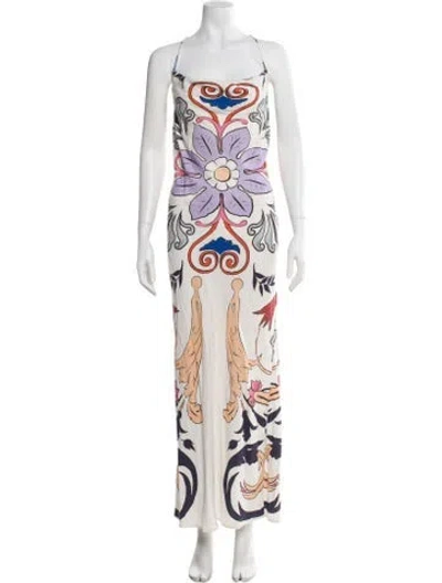 Pre-owned Carolina K Graphic Print Long Dress In Purple