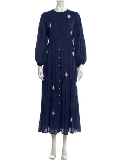 Pre-owned Carolina K Graphic Print Long Dress W/ Tags In Blue