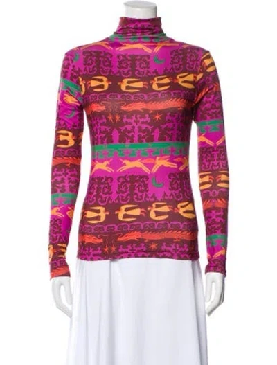 Pre-owned Carolina K Graphic Print Turtleneck Top W/ Tags In Pink