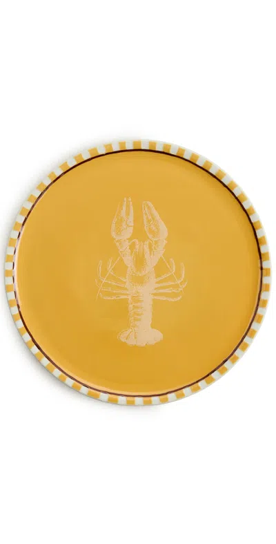 Carolina K Hand-painted Lobster Serving Plate Yellow