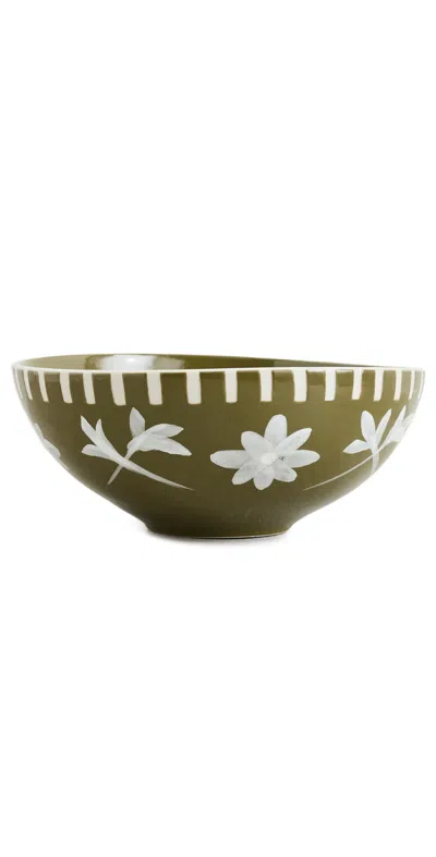 Carolina K Handpainted Green Flower Bowl Green