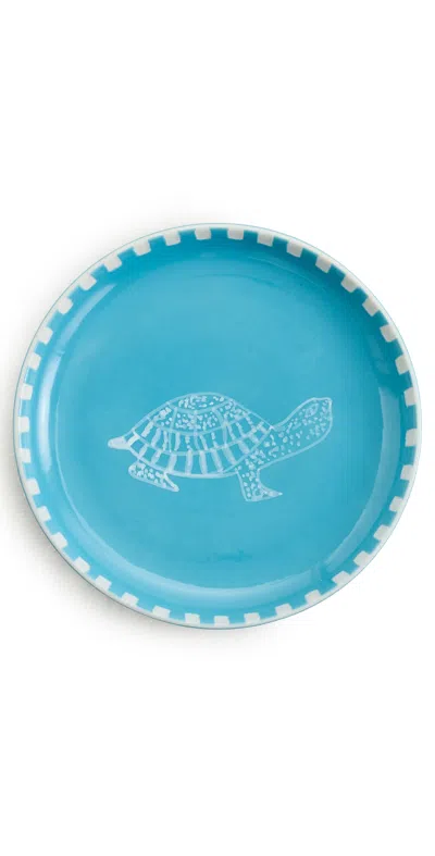 Carolina K Handpainted Turtle Appetizer Plate Blue
