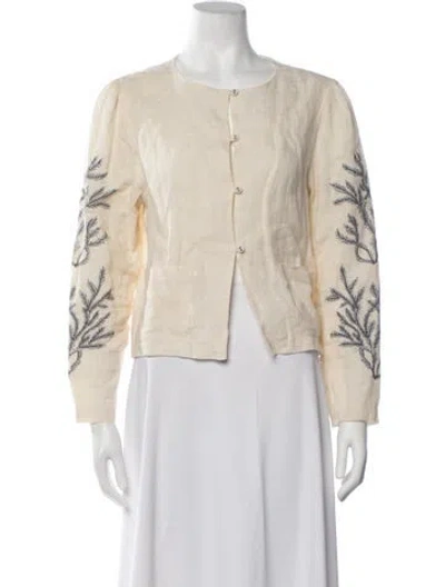 Pre-owned Carolina K Hemp Printed Blouse In Neutrals