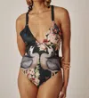 Carolina K Jewel One Piece Swimsuit In Exotic Bird Black In Multi