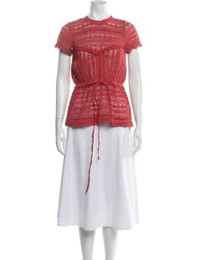 Pre-owned Carolina K Lace Pattern Crew Neck Blouse In Red