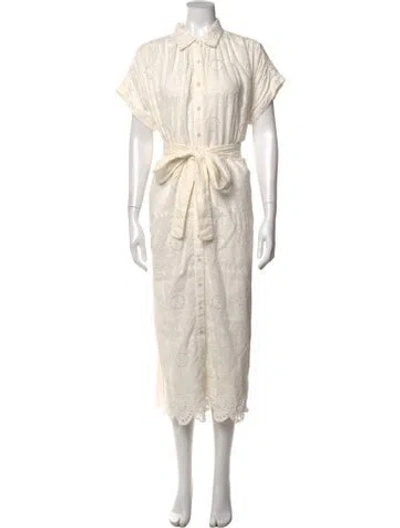 Pre-owned Carolina K Lace Pattern Long Dress In White