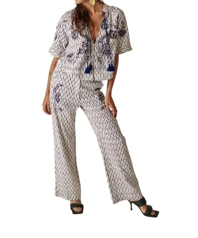 Carolina K Lapis Pants In Ikat Blue In Neutral