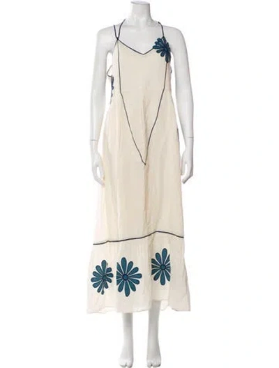 Pre-owned Carolina K Linen Long Dress In Neutral